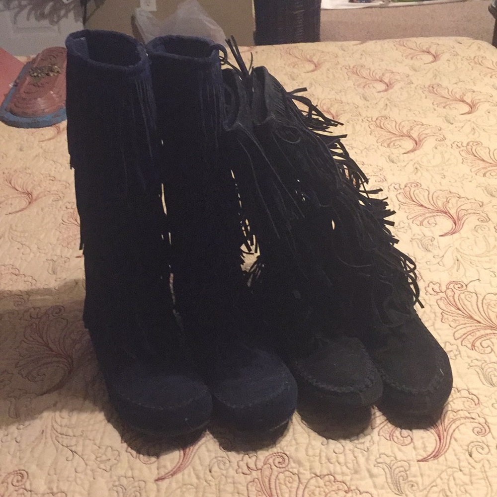 BUNDLE - navy blue and black tassel boots